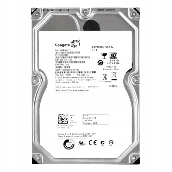 Seagate Barracuda 7200 LFF 3.5" 1TB | P/N: 08WDYM 1